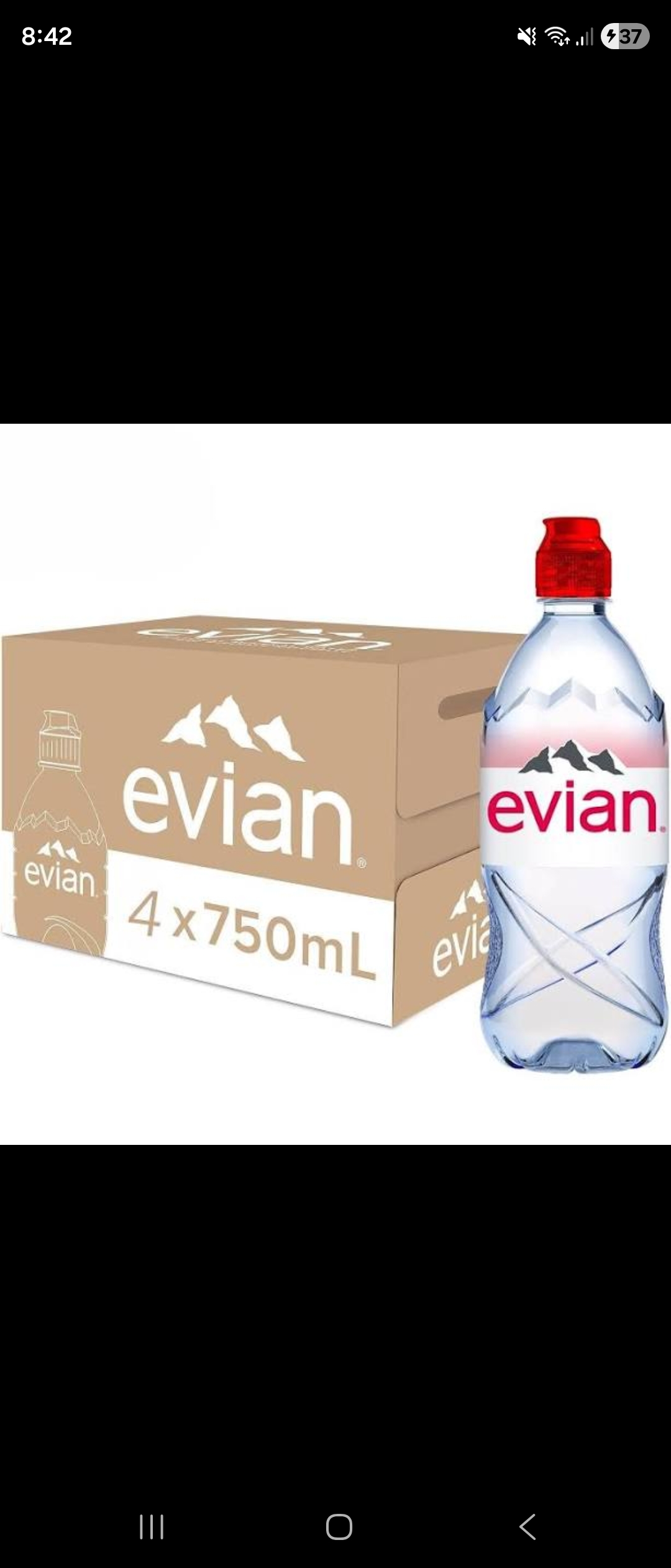 Evian 750ml sports cap Image 1