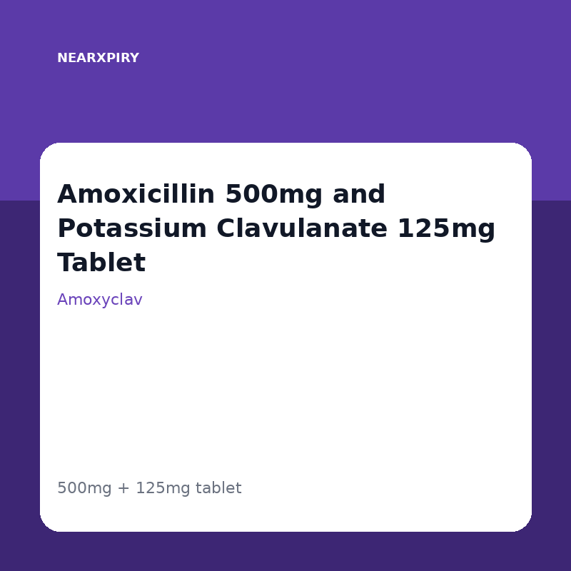 AMOXICILLIN 500MG AND POTASSIUM CLAVULANATE 125MG TABLET  Image 1